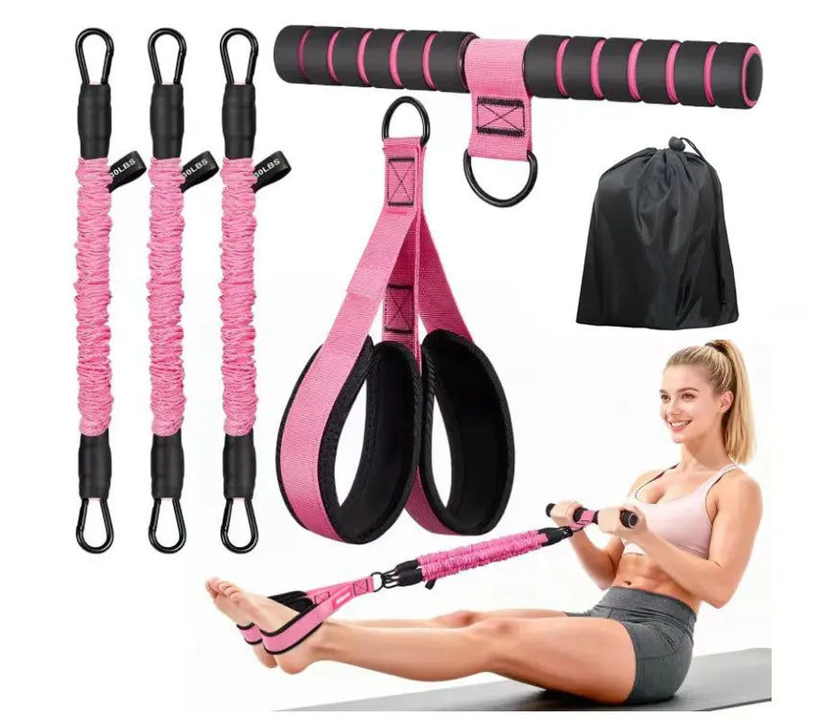 Professional Adjustable Resistance Band Set with Padded Handles, Foot Straps, and 90Lb Dual-Layer Safety Bands - Versatile Portable Fitness Solution for Bodybuilding and Multi-Exercise Training