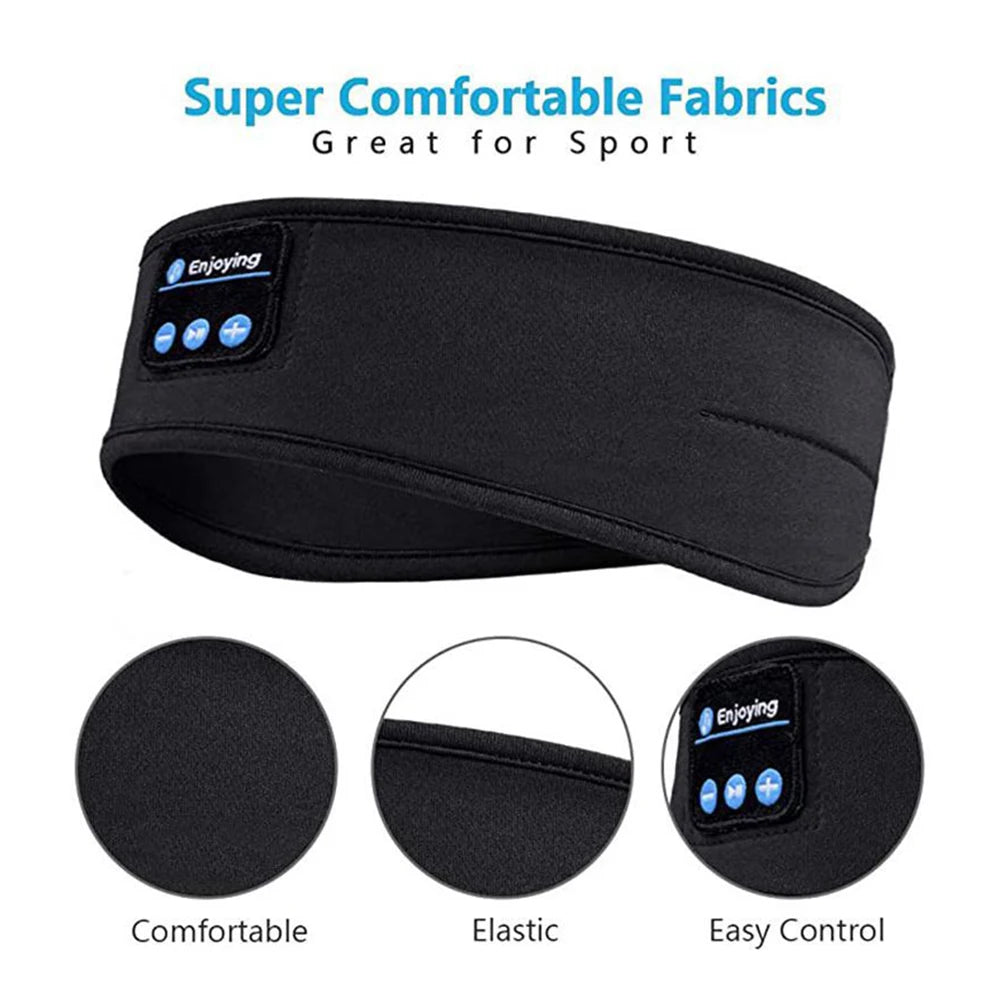 Bluetooth-Compatible Sports Headband Earphones with Music and Sleep Mask Functionality