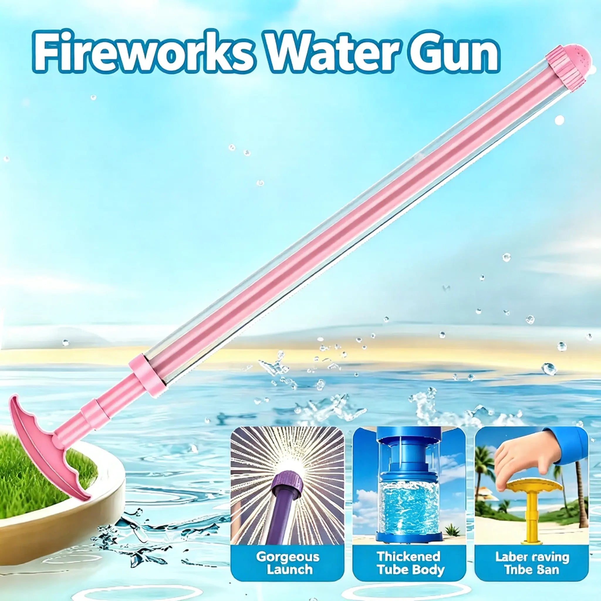 Telescopic Pink Water Gun for Summer Outdoor Pool and Beach Activities