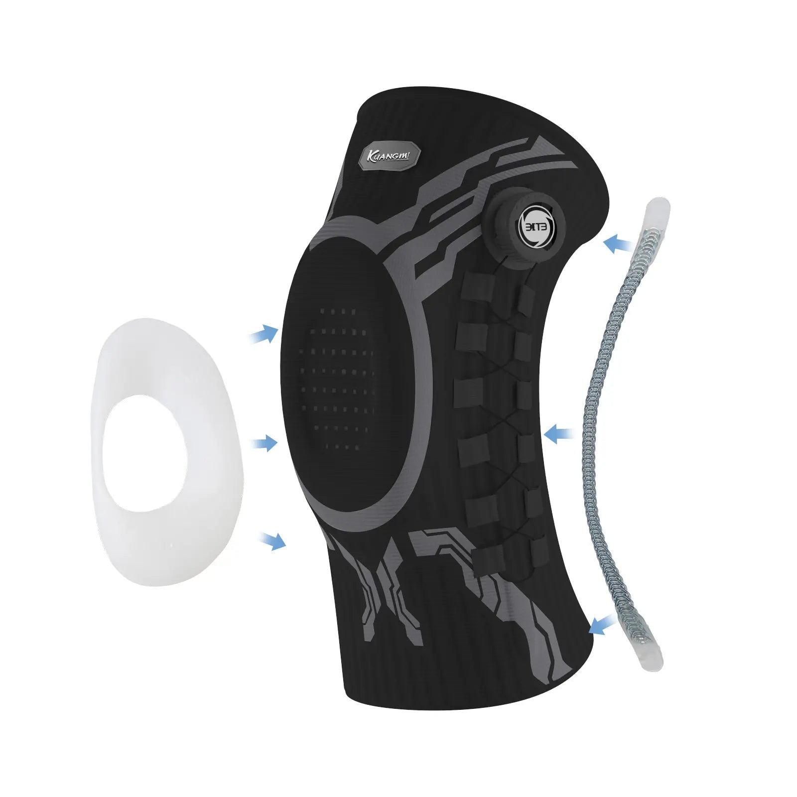 Kuangmi Compression Knee Brace with Patella Gel Pad and Side Stabilizers for Pain Relief, Workout Support, Arthritis, and Meniscus Tear Recovery