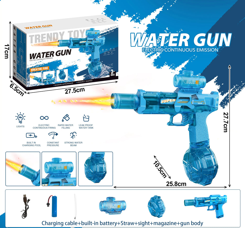 Electric Water Guns for Adults and Children - High-Power Automatic Water Blasters for Summer Fun, Pool and Beach Toys with Realistic Muzzle Flames
