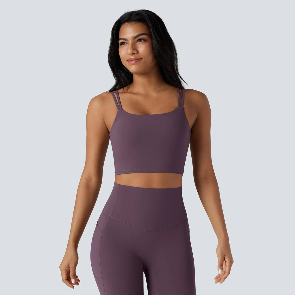 Halara Ultrasculpt™ Double-Strap Twisted Backless Cropped Yoga Tank Top
