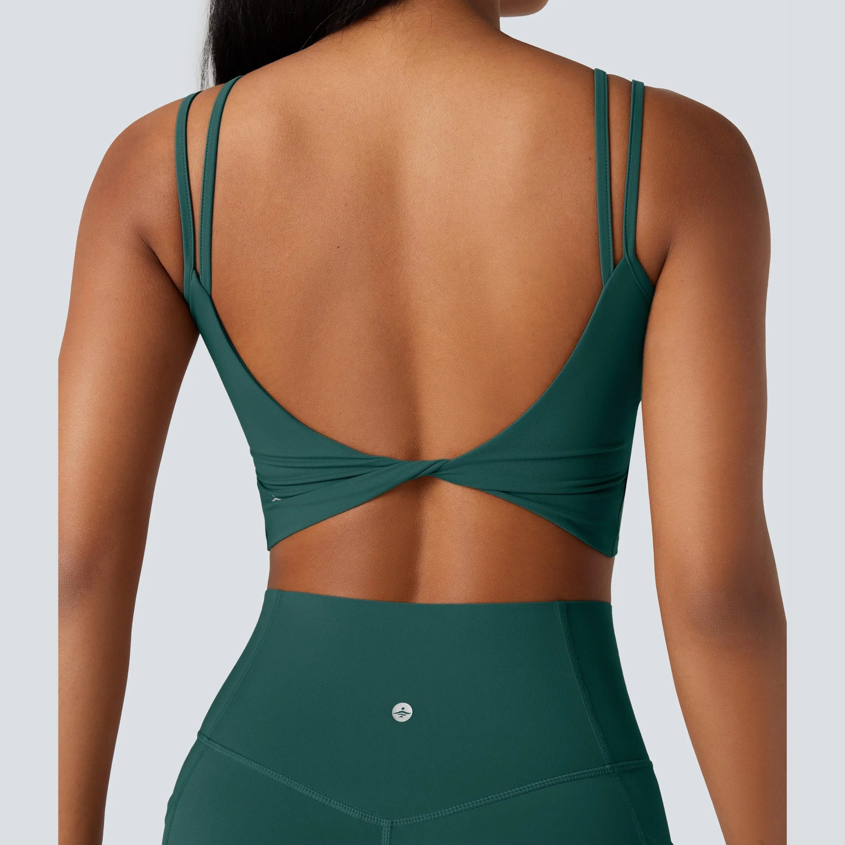Halara Ultrasculpt™ Double-Strap Twisted Backless Cropped Yoga Tank Top