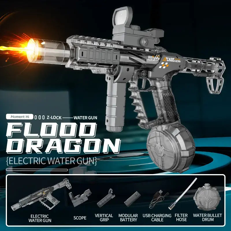 Electric Water Guns for Adults and Children - High-Power Automatic Water Blasters for Summer Fun, Pool and Beach Toys with Realistic Muzzle Flames