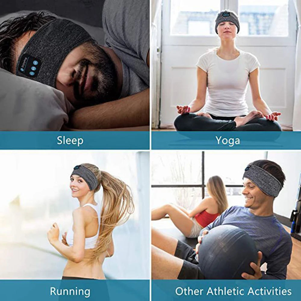 Bluetooth-Compatible Sports Headband Earphones with Music and Sleep Mask Functionality