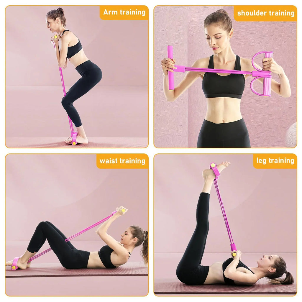 Portable Pedal Resistance Band System – Full Body Toning for Abs, Legs & Arms, Easy Home Gym & Pilates Workout Tool