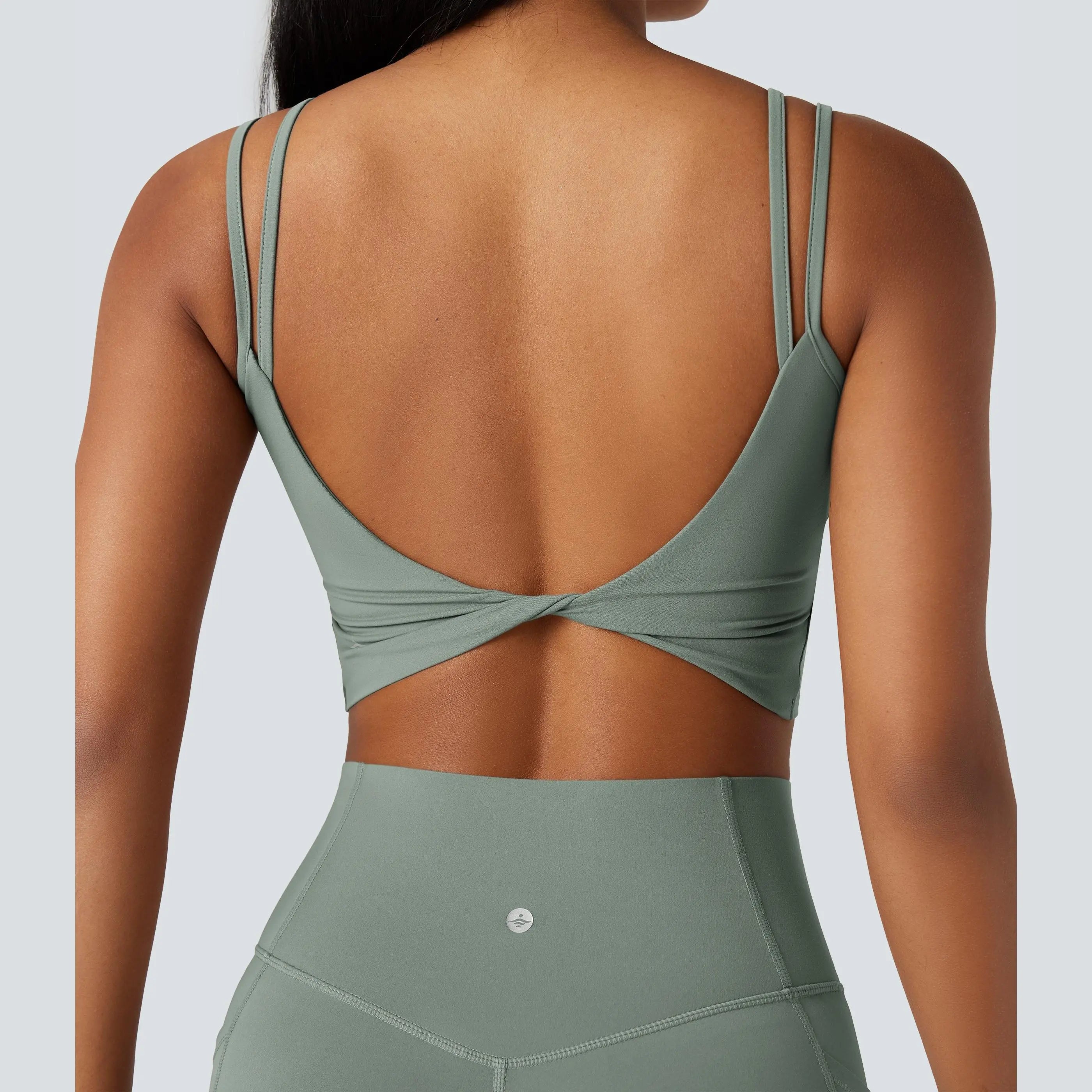 Halara Ultrasculpt™ Double-Strap Twisted Backless Cropped Yoga Tank Top