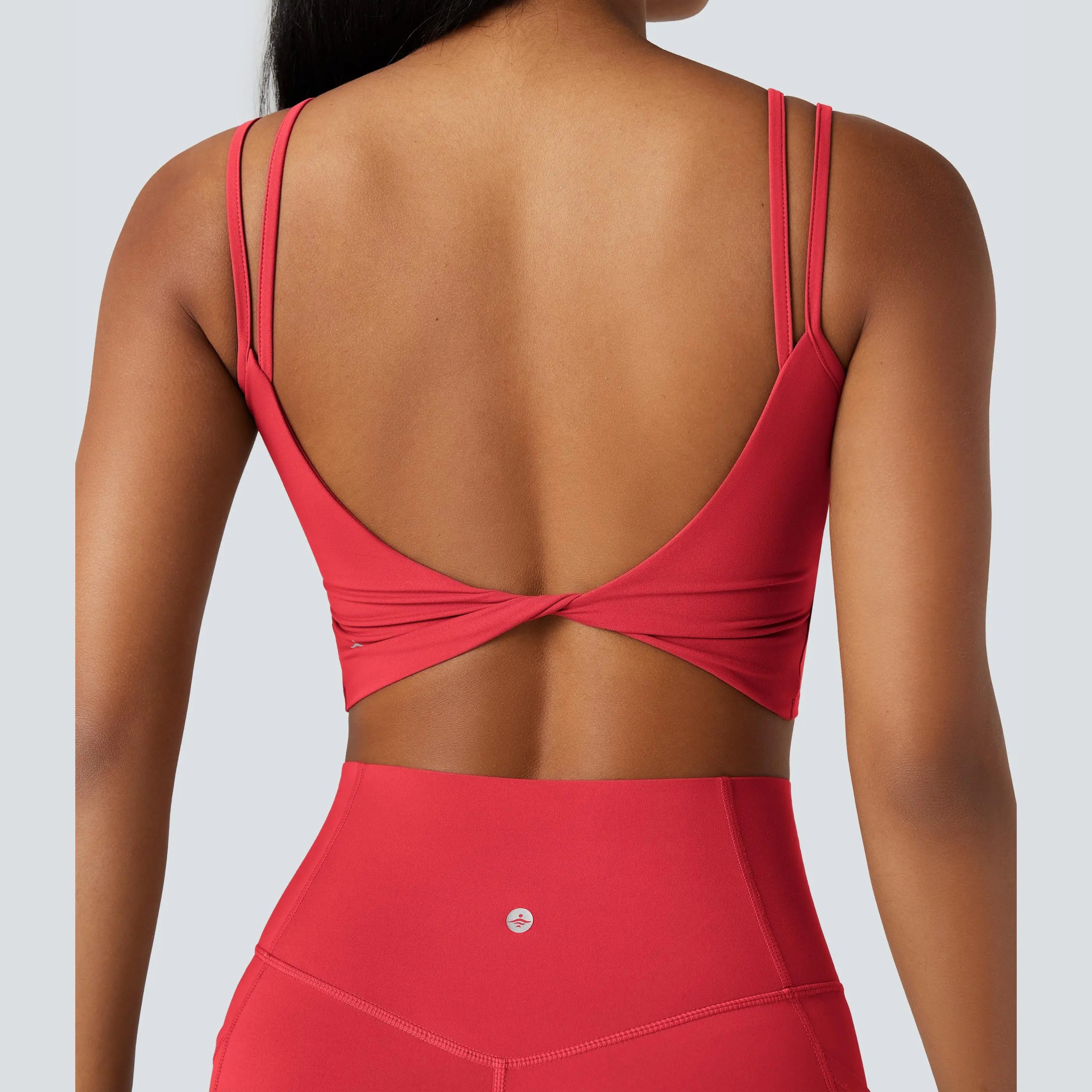 Halara Ultrasculpt™ Double-Strap Twisted Backless Cropped Yoga Tank Top