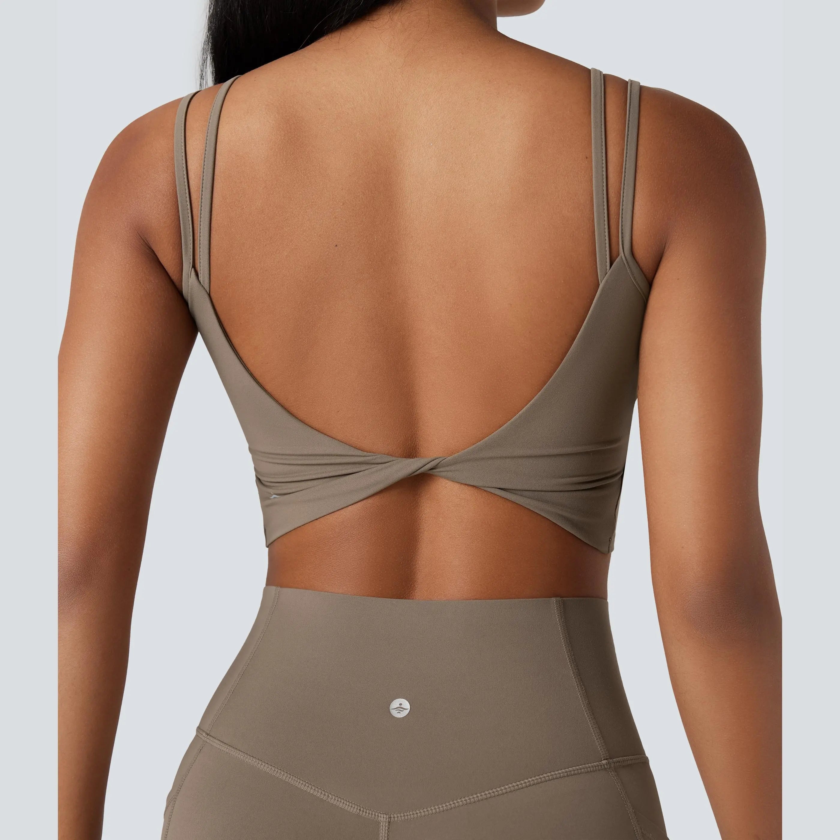 Halara Ultrasculpt™ Double-Strap Twisted Backless Cropped Yoga Tank Top