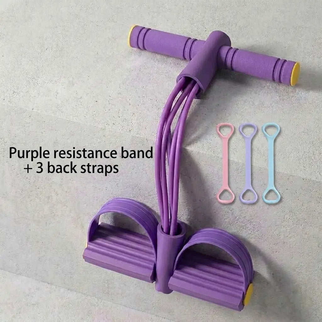 6-Tube Fitness Resistance Band System with Foot Pedals – Portable, Elastic, and User-Friendly