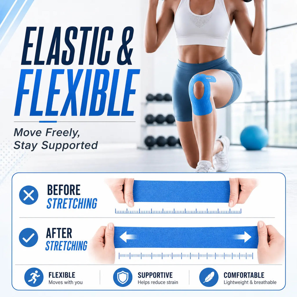 Precut Waterproof Kinesiology Tape for Knee Support, 10 Pieces - Ideal for Running, Gym, Basketball, and Training