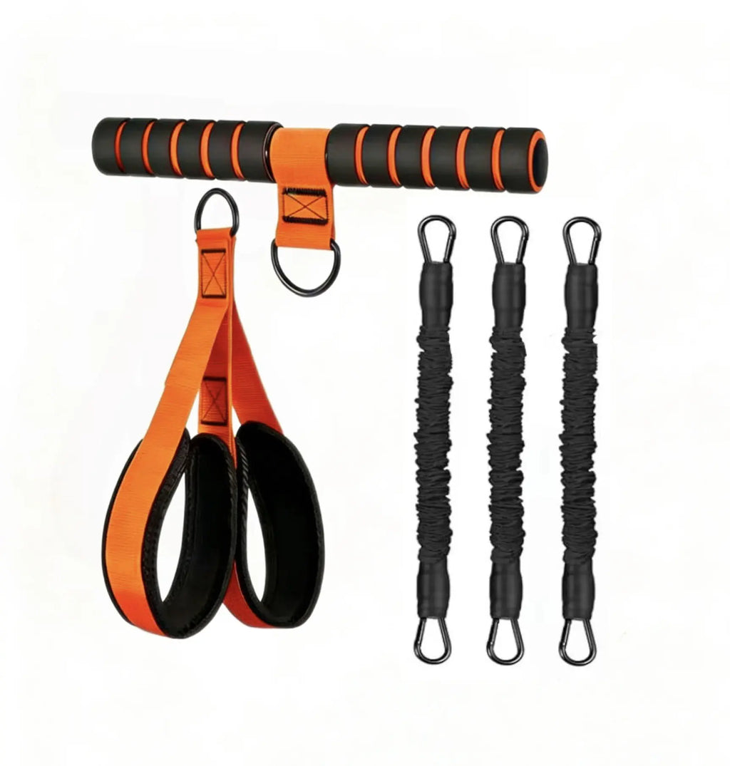 Professional Adjustable Resistance Band Set with Padded Handles, Foot Straps, and 90Lb Dual-Layer Safety Bands - Versatile Portable Fitness Solution for Bodybuilding and Multi-Exercise Training