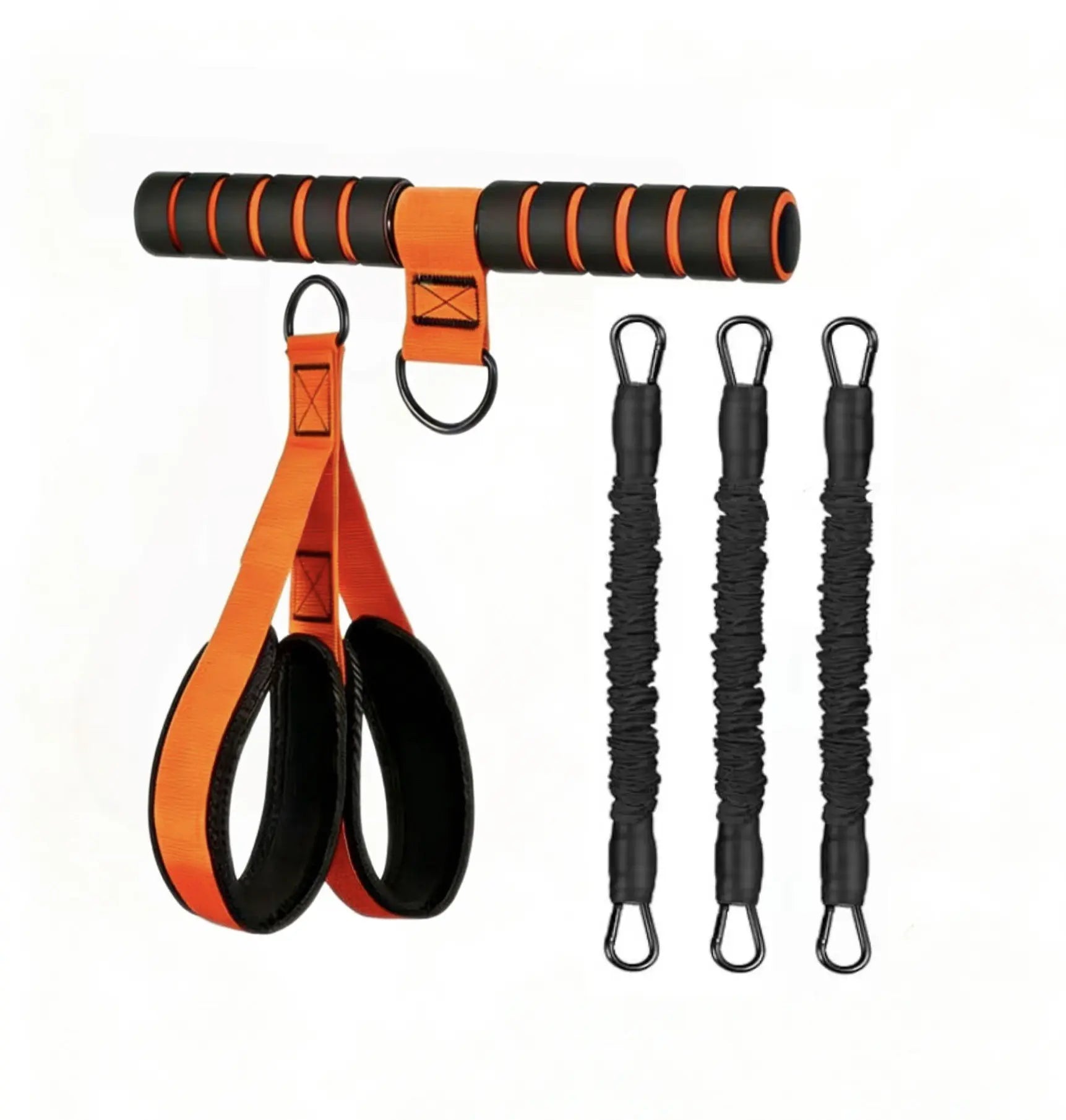 Professional Adjustable Resistance Band Set with Padded Handles, Foot Straps, and 90Lb Dual-Layer Safety Bands - Versatile Portable Fitness Solution for Bodybuilding and Multi-Exercise Training
