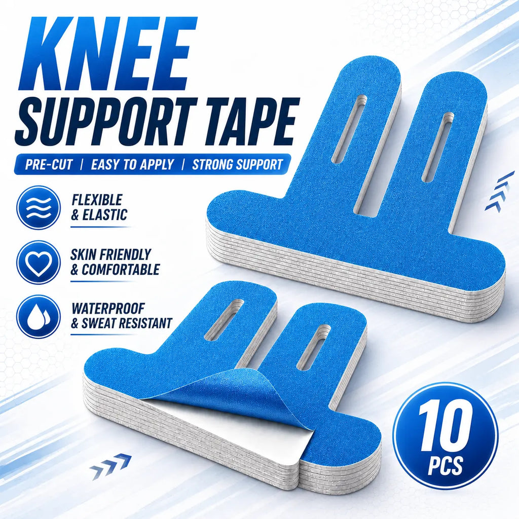 Precut Waterproof Kinesiology Tape for Knee Support, 10 Pieces - Ideal for Running, Gym, Basketball, and Training