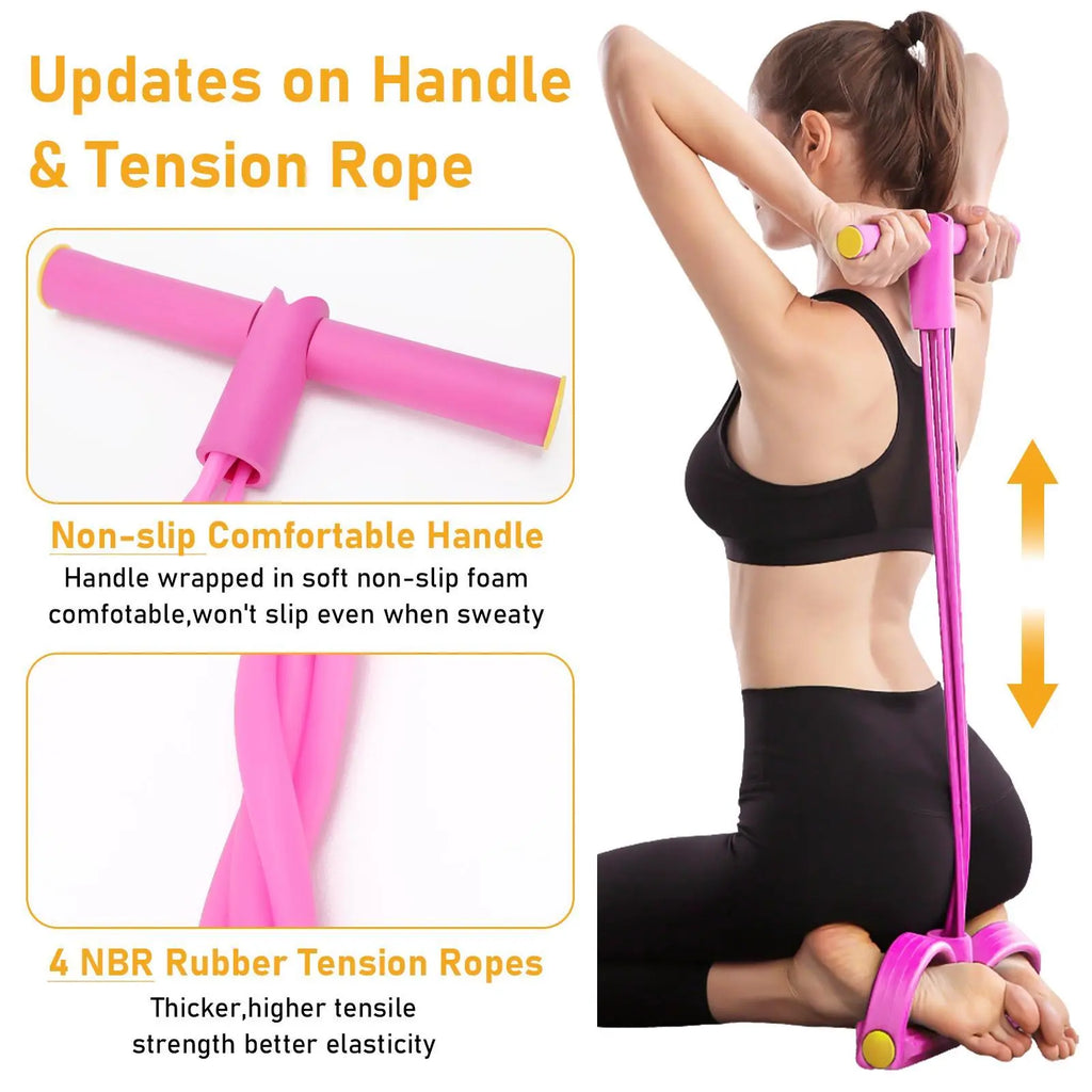Portable Pedal Resistance Band System – Full Body Toning for Abs, Legs & Arms, Easy Home Gym & Pilates Workout Tool