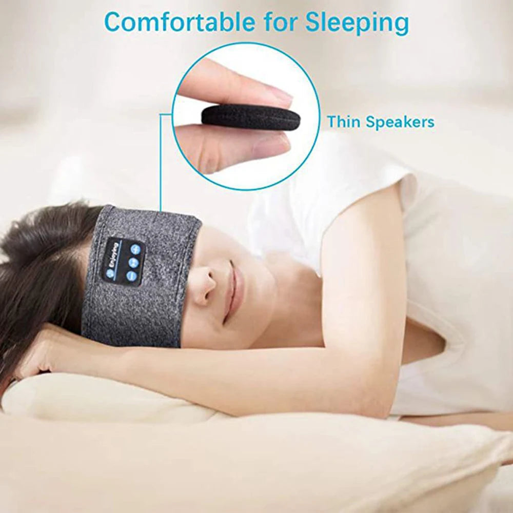 Bluetooth-Compatible Sports Headband Earphones with Music and Sleep Mask Functionality